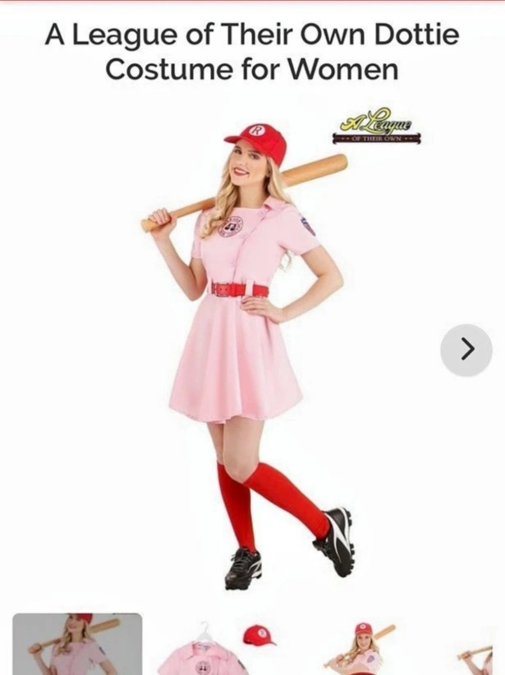 HalloweenCostumes.com A League of Their Own Dottie Costume Pink Red Women's Mini